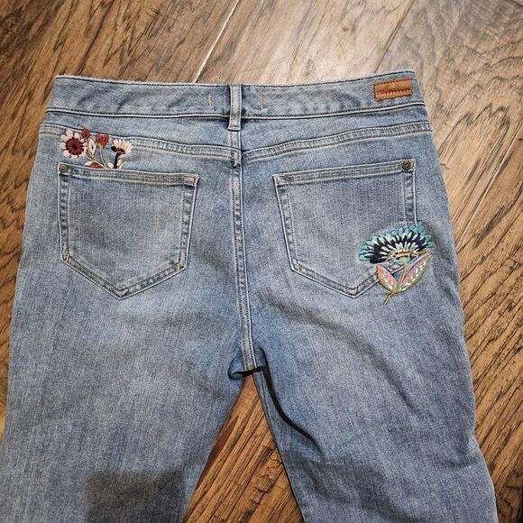 Sundance Catalog Bohemian Primrose Fit Floral Embroidered Denim Size 29 Jeans - Picture 5 of 6